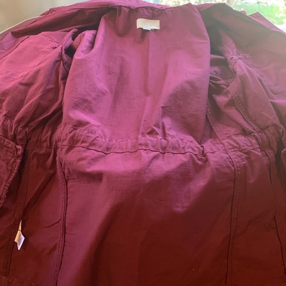 LOFT Maroon Utility Cotton Lightweight Jacket Women’s XS Extra Small - Picture 5 of 8